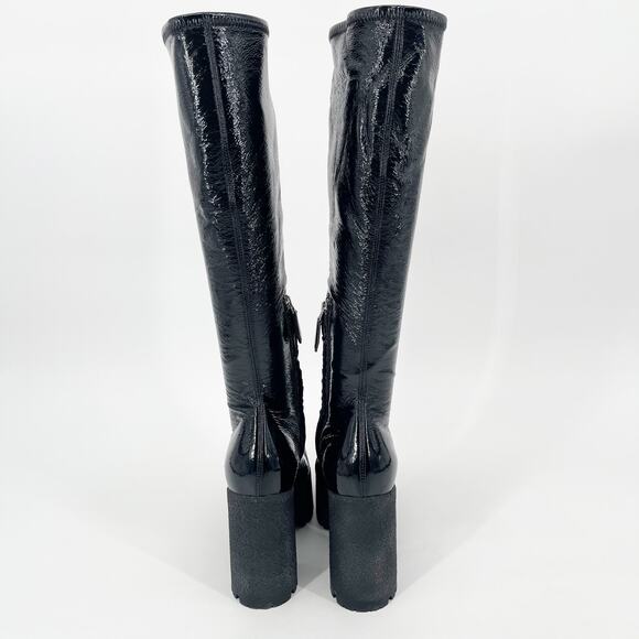 Miu Miu Black Naplak Leather Platform Knee-High Boots IT 36.5 Chunky Lug Sole - Picture 8 of 13
